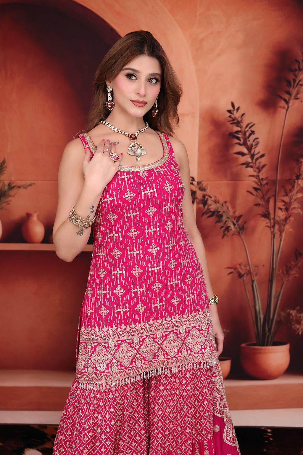 Magenta Sharara Suit in Georgette