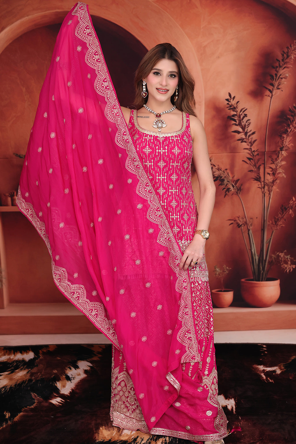 Magenta Sharara Suit in Georgette