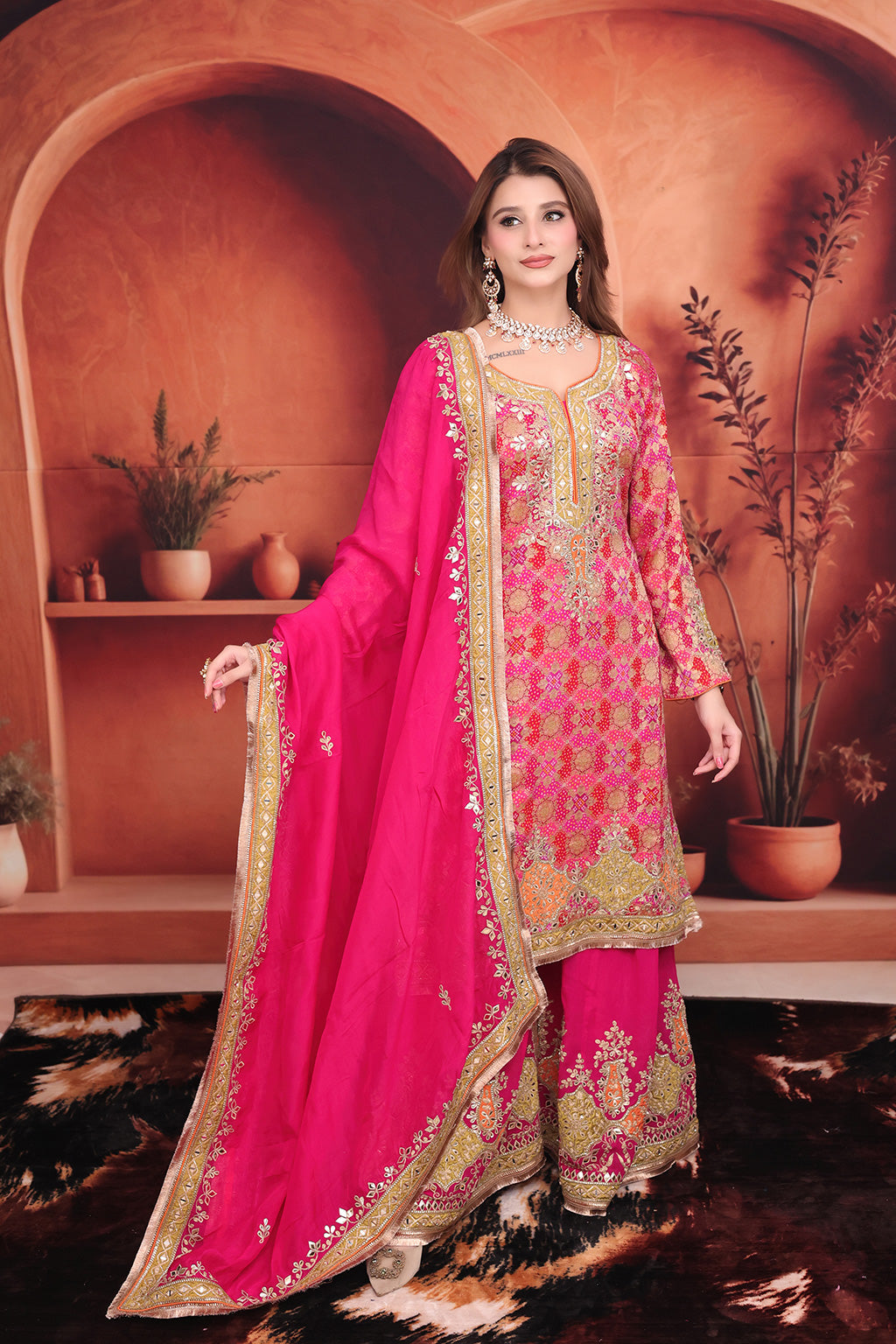 Magenta Sharara Suit in Georgette