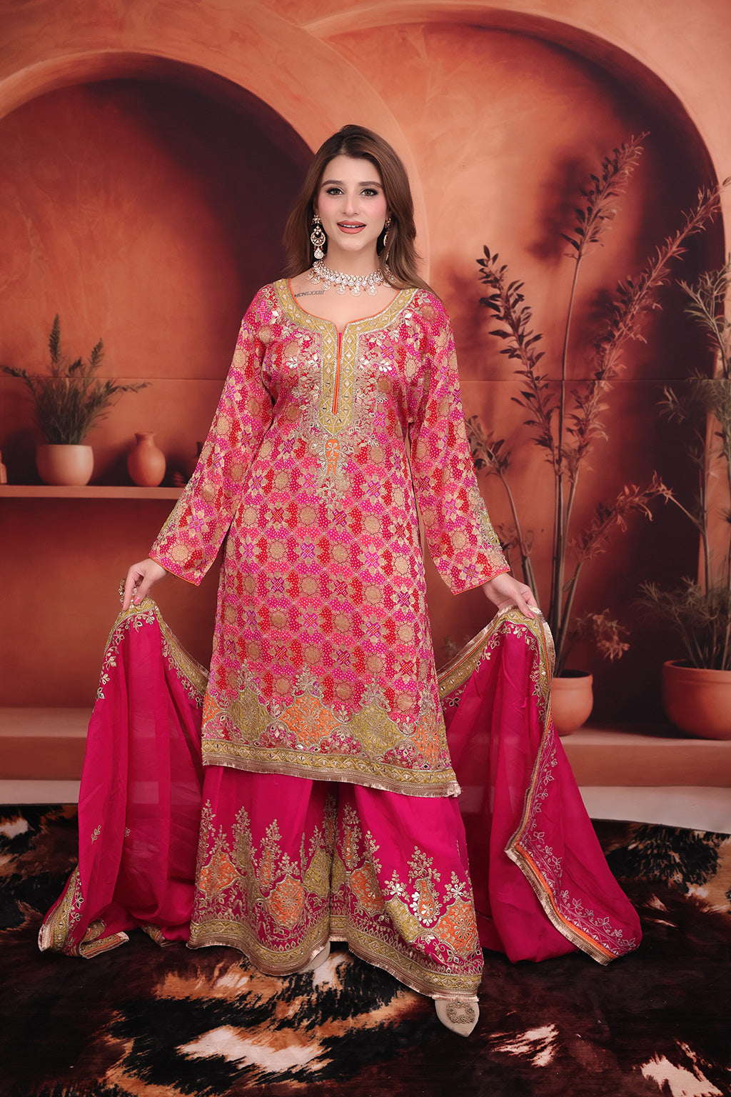 Magenta Sharara Suit in Georgette