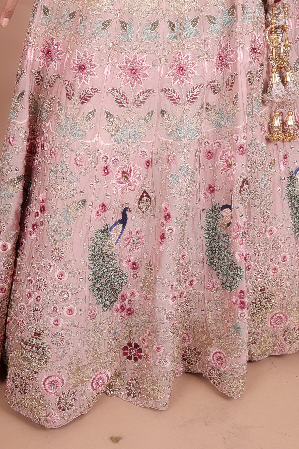 Rose Lehenga in Silk fabric adorned with thread embroidery