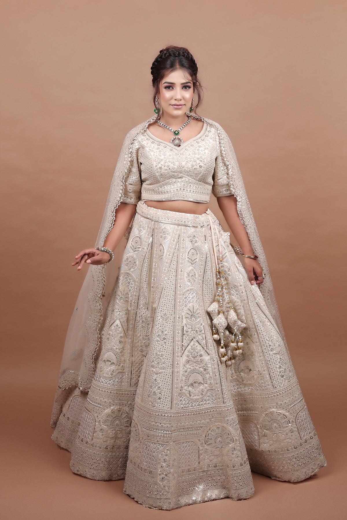 Pearl Bush Lehenga in Silk fabric adorned with thread embroidery