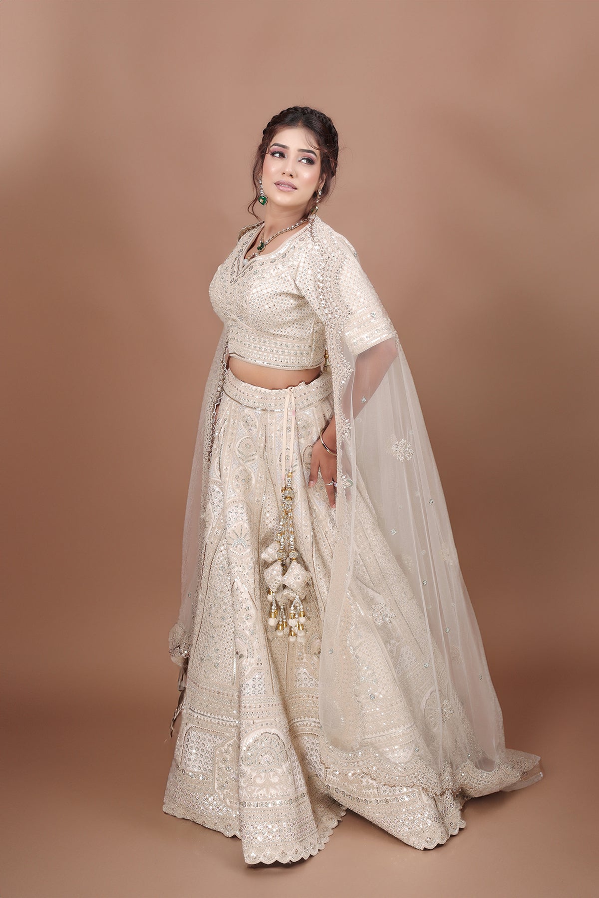 Pearl Bush Lehenga in Silk fabric adorned with thread embroidery