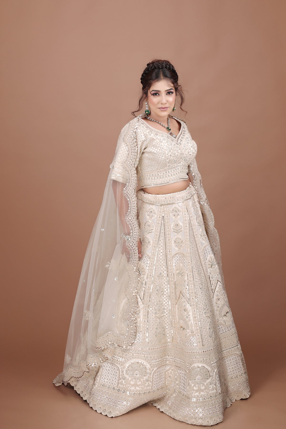 Pearl Bush Lehenga in Silk fabric adorned with thread embroidery