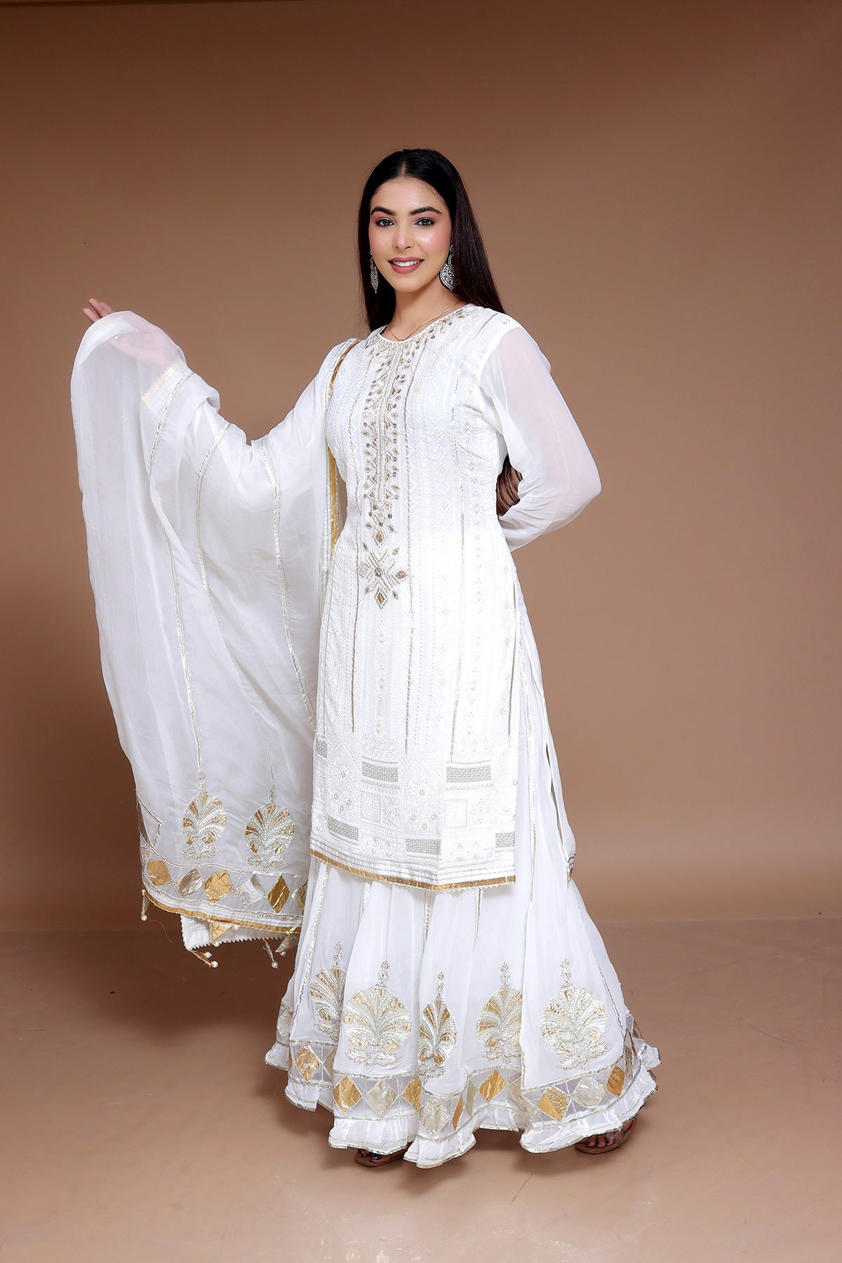 White Sharara suit in georgette
