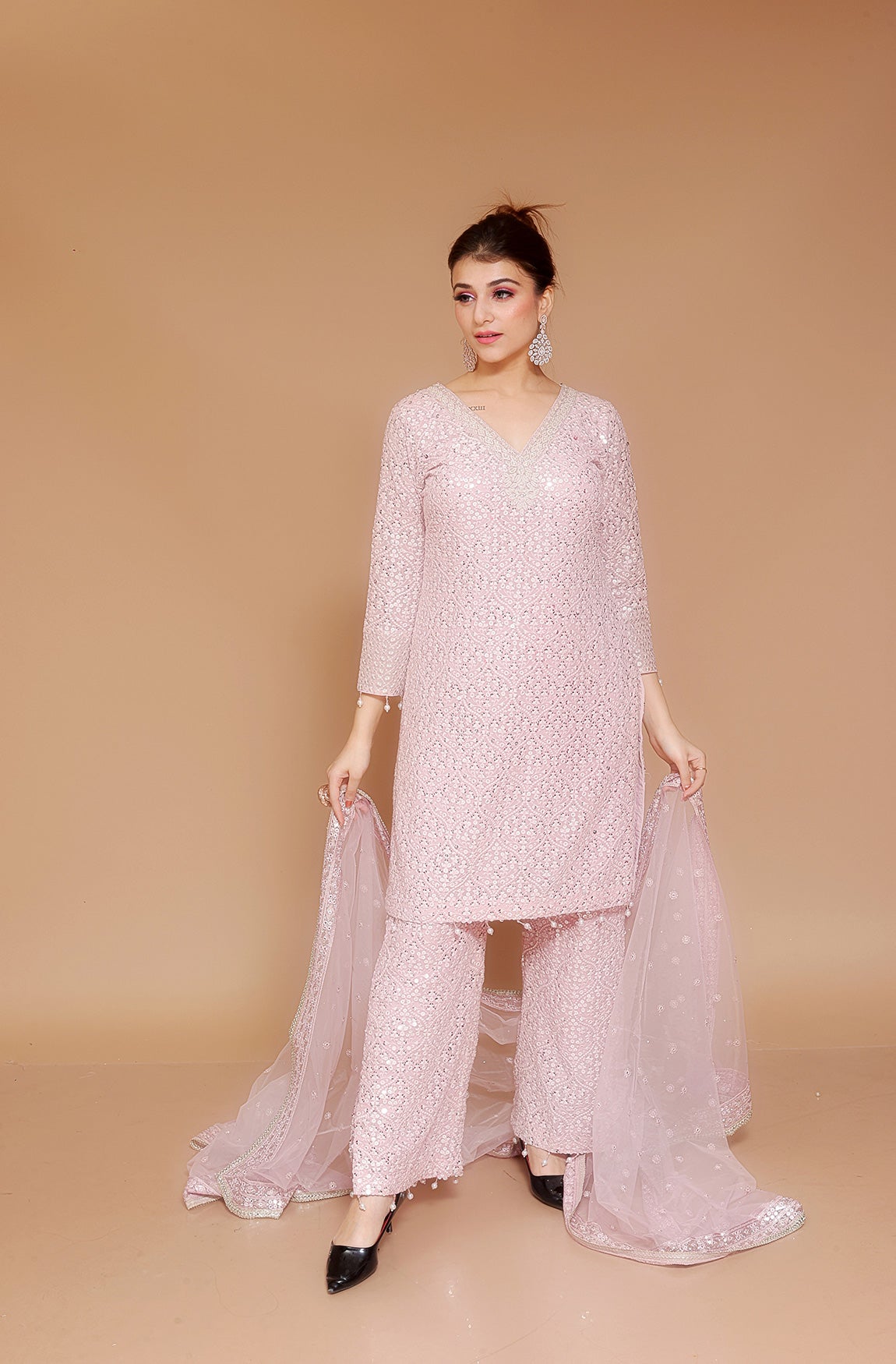 Pink Readymade Palazzo Suit