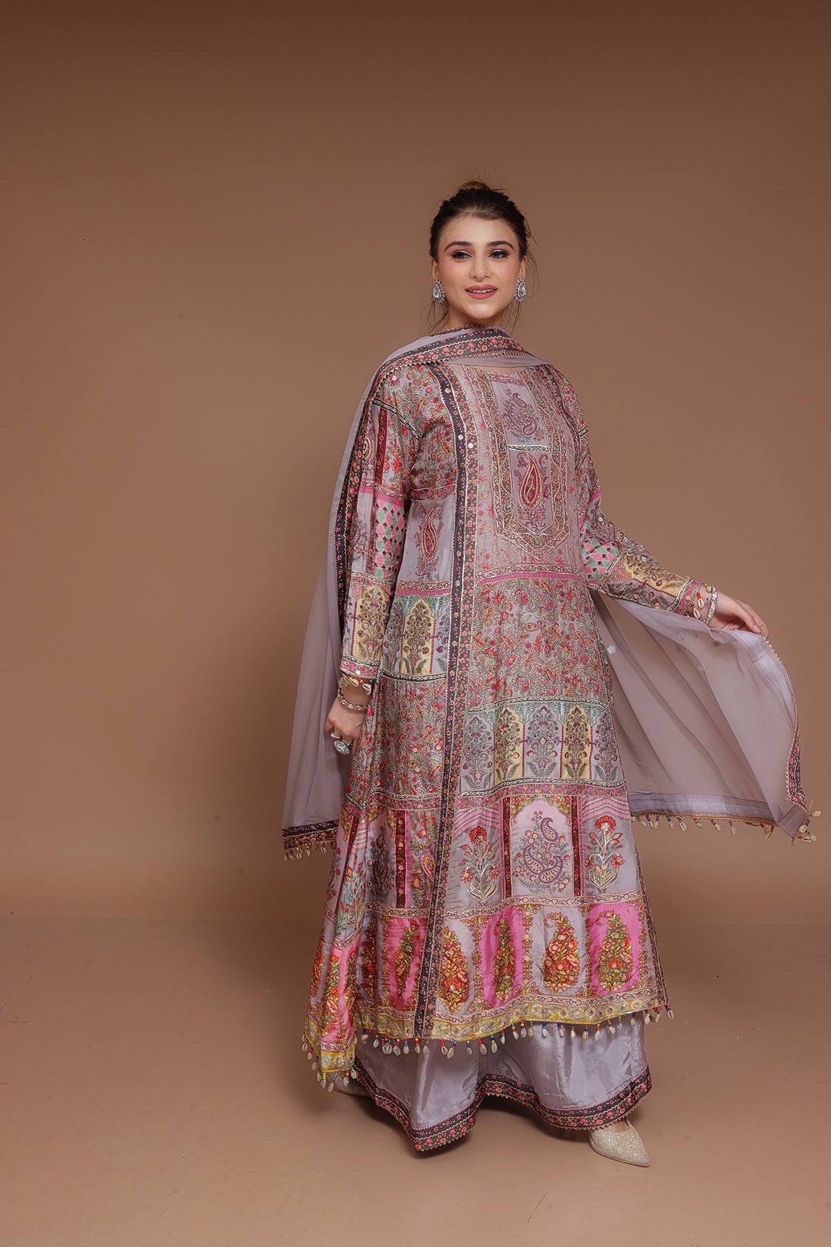 Dusky Onion digital printed Palazzo Suit in Crepe