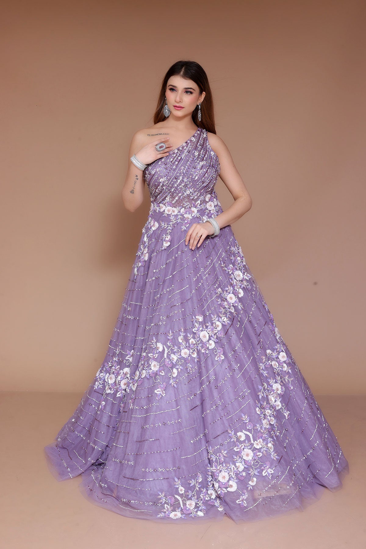 Purple Elegant Gown in Net