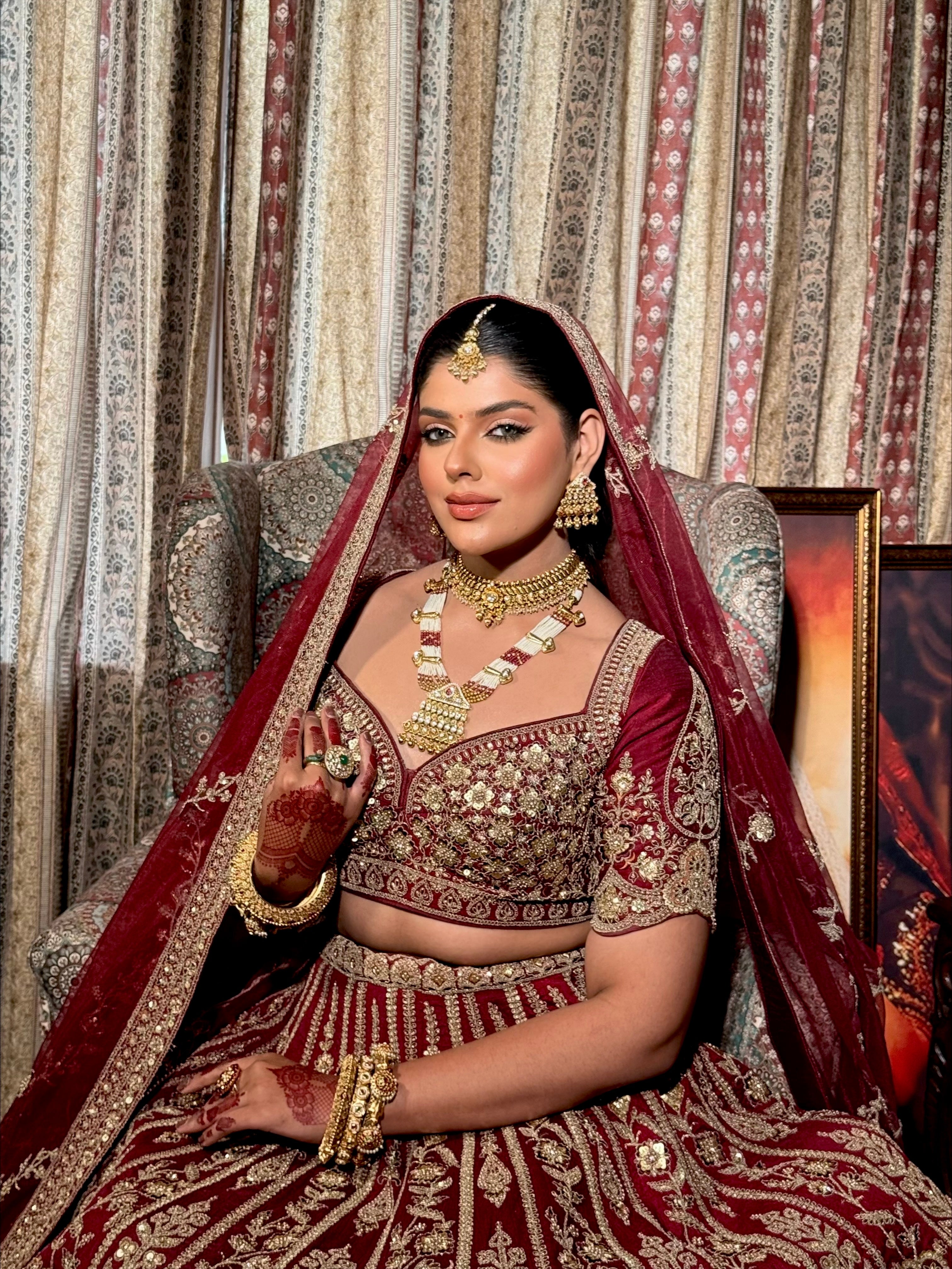 Royal Maroon Bridal Lehenga with Intricate Zardozi Embroidery